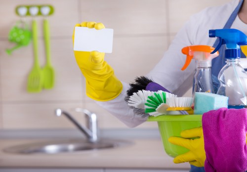Professional commercial cleaning in an office lobby