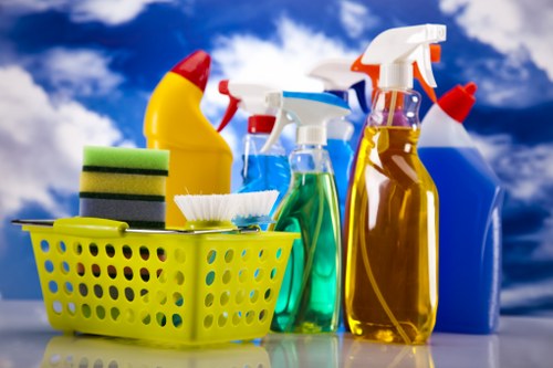 Interior workplace cleaning service with polished floors