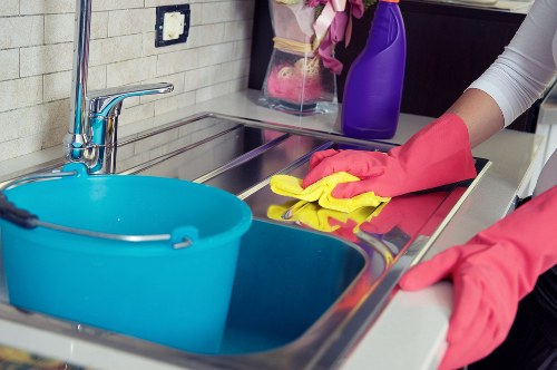 After builders cleaning equipment used for thorough property cleaning