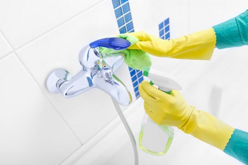 Professional cleaner performing one off cleaning in an office