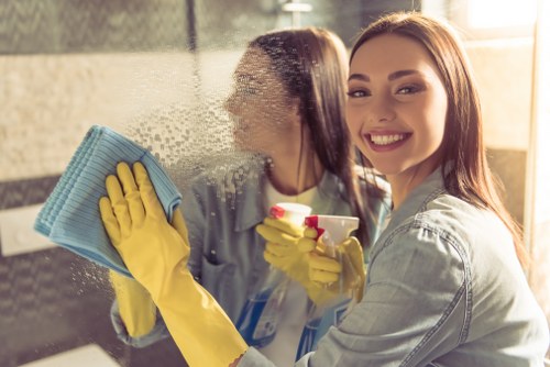 Detailed cleaning work in a fresh, well-kept property before finishing